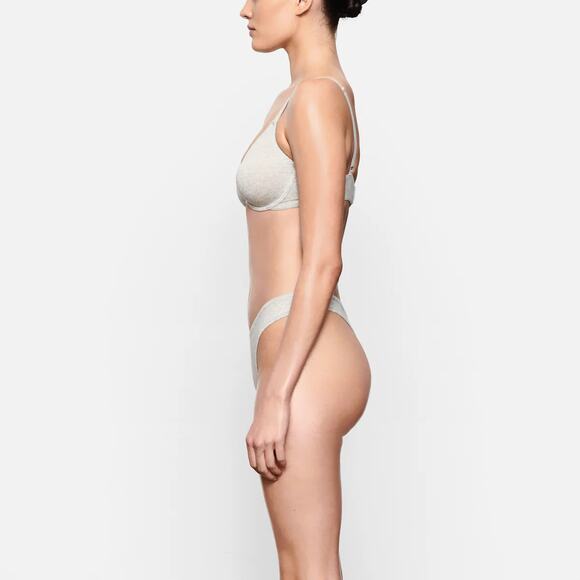 SKIMS Cotton Jersey Underwire T-Shirt Bra Light Heather Grey Size 46D NEW - Picture 2 of 7